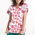 thumbnail image 1 of TIMIFIS Hauts de Sarrau pour Femmes Saint-Valentin Hauts à Manches Courtes pour Femmes Uniforme de Travail Blouse à Poche Imprimée de la Saint-Valentin avec Poches pring, 1 of 5