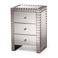 thumbnail image 2 of Jahnel Nightstand, Stainless Steel Nightstand, MDF Nightstand, Mirrored Nightstand, Bedroom Nightstand, Three Drawer Nightstand, Silver Nightstand, Mirrored Bedside Table, 2 of 3