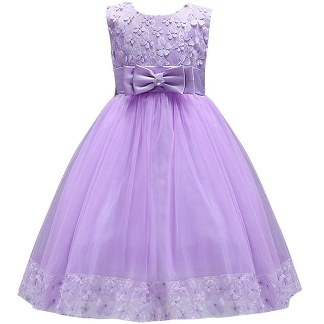 IBTOM CASTLE Grande Petite Fille Robe de Bal Dentelle Robe de Demoiselle d'Honneur pour Mariage Violet 2t