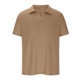 thumbnail image 4 of Dvkptbk Homme Décontracté Uni Col Rabattu Chandail à Rayures Haute Élasticité Manches Courtes Blouse, 4 of 7