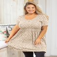 thumbnail image 2 of Tunique Grande Taille pour Femmes Manches Courtes Roses Vertes Hauts 3X Col Rond Vêtements Été Fluide Vêtements de Maternité Chemise, 2 of 7