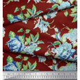 thumbnail image 3 of Soimoi Red Poly Georgette Fabric Leaves & Begonia Floral Decor Fabric Printed Yard 52 Inch Wide, 3 of 3
