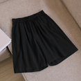 thumbnail image 4 of Ovticza Women's Casual Drawstring Waist Linen Shorts Wide Leg Solid Summer Shorts with Pockets Black 2XL, 4 of 4