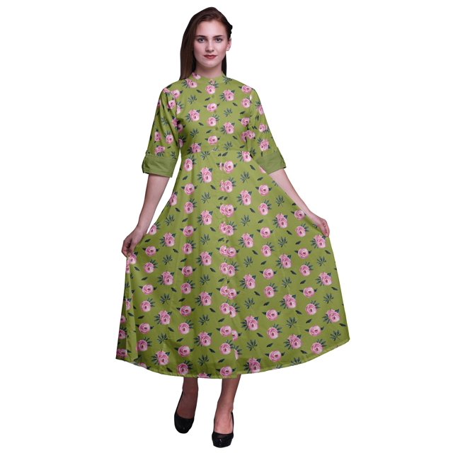 Bimba Floral Ladies Button Down Print Dress A-Line Cocktail Party Shirt Dress-Large