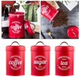 thumbnail image 4 of Abbracc Kitchen Food Storage Canister Set 3 Pcs Coffee Tea Sugar Tins Red, 4 of 9