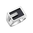 thumbnail image 3 of RYLOS Men's Rings 14K White Gold Ring With Diamonds and Blue Quartz Set in Designer Nugget Style Rings For Men Size 11, 3 of 7