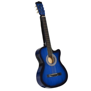 Soozier Guitare Électrique Acoustique Classique Pleine Grandeur de 38 Pouces, Fini Lustré de Qualité Supérieure avec Cordes, Pics, Bandoulière et Sac de Rangement, Bleu