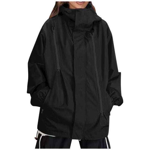 Timegard Womens Plus Size Tops Zipper Lightweight Windproof Hiking Outdoor Rain Jacket with Pockets