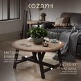 thumbnail image 2 of COZAYH Rustic Farmhouse Round Coffee Table with Geometric Base for Living Room, 2 of 12