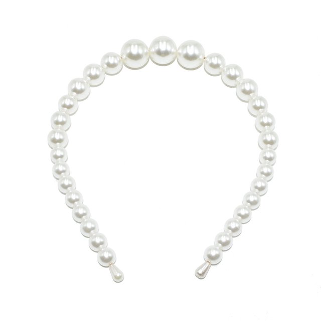 Bandeau Perlé Exquis Réglable Résistant à l'Usure Accessoires de Coiffure Chic Universel Cadeaux de la Saint-Valentin Diadèmes pour Femmes 18mm, 3 Grandes Perles