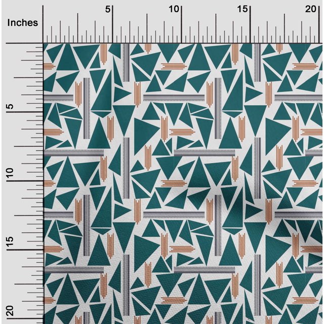 oneOone Cotton Cambric Fabric Triangle & Line Geometric Print Fabric By The Yard 56 Inch Wide