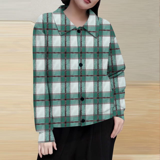 Mceream Women's Ribbed Knit Shacket Button Down Plaid Jackets Long Sleeve Sweater Shirts Fall Winter Trendy Cardigans Plus Size Winter Warm Outwear Chaqueta De Invierno Para Mujer Green XXL