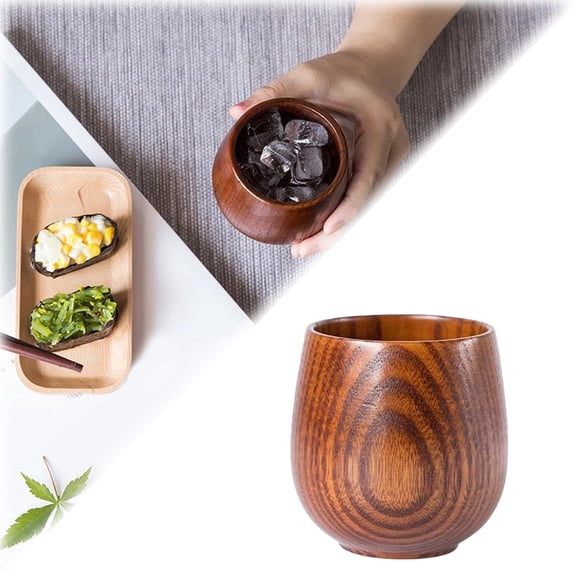 Glass&Bottle Charred Wood Cup for Tea Water — Wooden Drinking Glass Drinkware for Home Kitchen and Bar