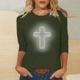 thumbnail image 1 of EGNMCR Easter T-Shirt Imprimé T-Shirts Graphiques pour Femmes Chemises pour Femmes Mode Femme Décontracté Noël Imprimé Col Rond Blouse Imprimée T-Shirt à Manches 3/4 Blouses T-Shirts pour Femmes, 1 of 4