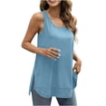 thumbnail image 1 of AherBiu Camisoles Surdimensionnées pour Femmes Col Ras du Cou Fente Été Décontracté Ample Sans Manches Haut T-Shirts Chemises, 1 of 7