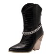 thumbnail image 2 of Qertyioot Bottes de Neige Zippées pour Femmes, Bottes Mode Unies à Talons Hauts Pointus, 2 of 8