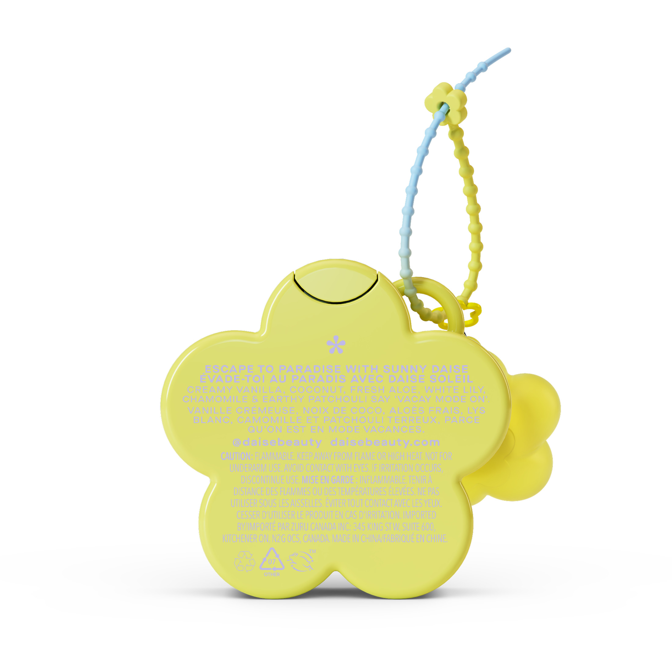DAISE Brume Parfumée Pour Le Corps Avec Mini Breloque Dollface, Sunny, Vanille et Noix de coco, 30 mL