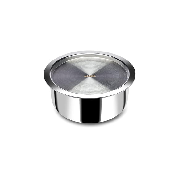 Triply Silver Stainless Steel Tope With Lid 1.4 Liters 16 Cm | Induction Base Triply Patila