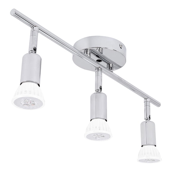 LED Ceiling Light 3-Light Adjustable GU10 Track Bar Fixture for Kitchen Living Room 110V–240V Polished Steel Finish