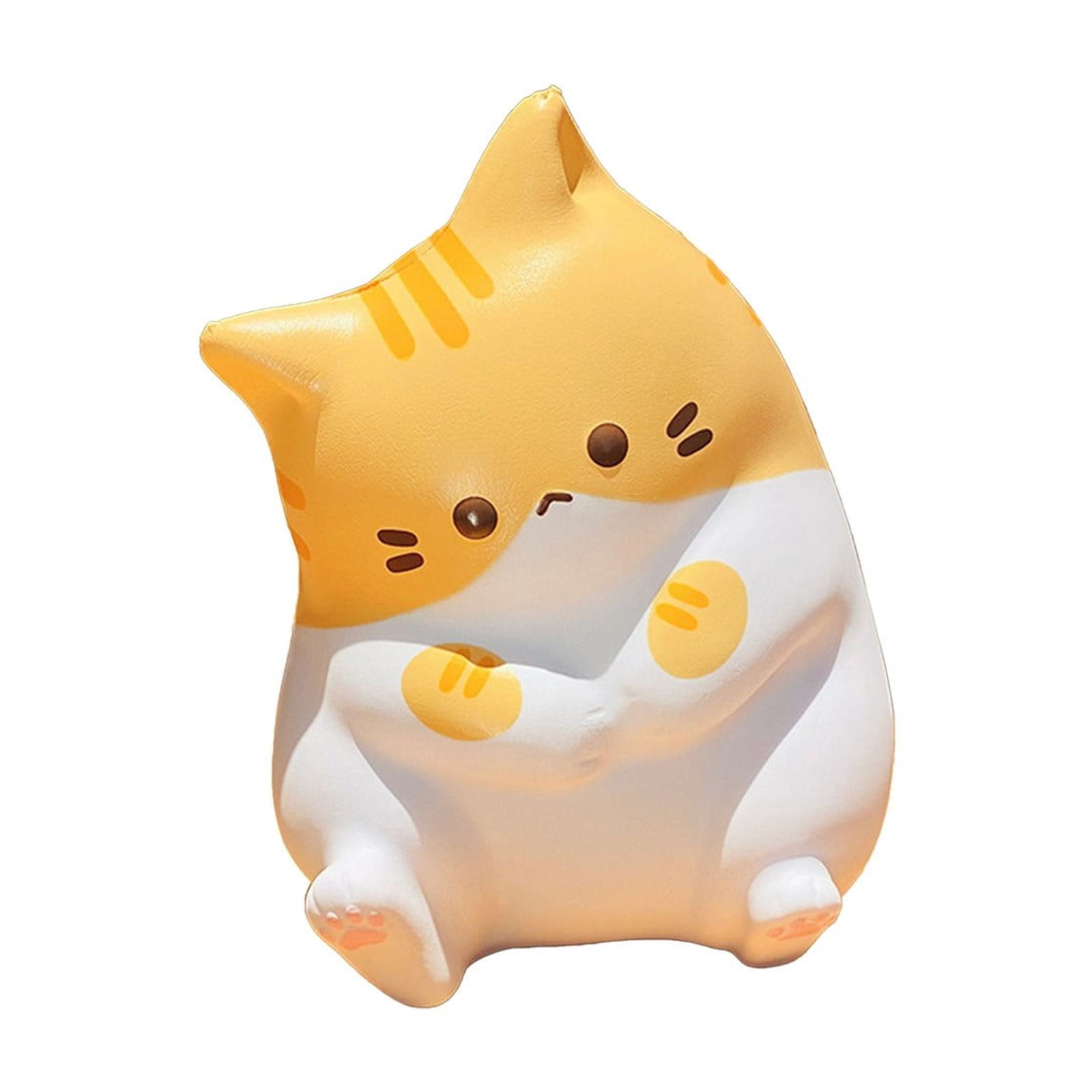 4.9X3.5X3.5 Inches Orange Kitty Slow Rising Squishy Toy With Textured Surface Stress Relief Desk Ornament For Children Adults Home Office Orange