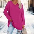 thumbnail image 2 of Breezora Tunique à Col Rond Oversize pour Femmes, Manches Longues, Chemise Rayée, Blouse Douce à Coupe Ample, Tenue Décontractée Décontractée, Confort Quotidien 2026, Taille TTG, Rose Vif, 2 of 5