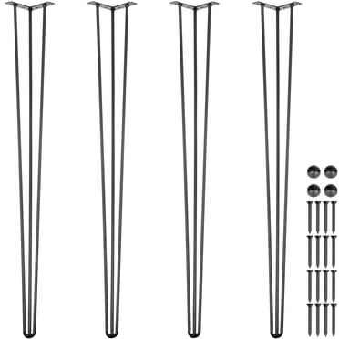 VEVOR Hairpin Table Legs 40" Black Set of 4 Desk Legs 880lbs Load Capacity (Each 220lbs) Hairpin Desk Legs 3 Rods for Bench Desk Dining End Table Chairs Carbon Steel DIY Heavy Duty Furniture Legs