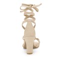 thumbnail image 4 of BLISSFUL STEP Women's Solid Color Lace up High Block Heeled Sandals, 4 of 7