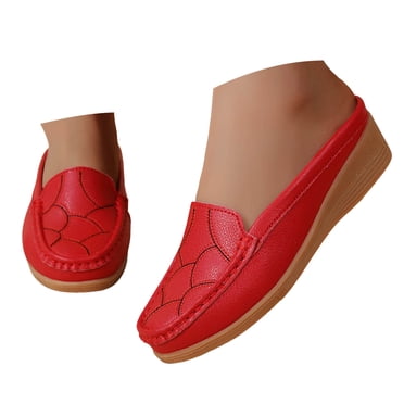 Dakaela Womens Mules Casual Slip on Loafers Round Toe Low Wedge Work Shoes Backless Walking Slides
