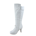 thumbnail image 4 of Bottes à Talons Hauts à Fermeture Éclair à Bout Rond Décontractées pour Femmes Dames (Blanc, 8.5), 4 of 5