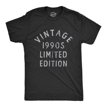 Mens Vintage 1990s Limited Edition T Shirt Funny Cool 1990 Theme Classic Tee for Guys (Heather Black) - M