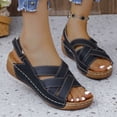 thumbnail image 2 of KIHOUT Summer Womens Sandals, Ladies New Summer Plus-size Solid Color Wedge Fish Mouth Platform Sandals, 2 of 9