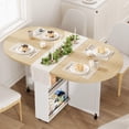 thumbnail image 1 of CazToi Folding Oval Dining Table 4-6 People Kitchen Table Space-Saving Foldable Design Modern Collapsible Dining Table, 1 of 6