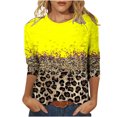 thumbnail image 1 of HKEJIAOI Hauts à Manches 3/4 Womens Imprimé Floral Col Rond XXL Manches Trois-Quarts Femme Haut, 1 of 5
