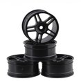 thumbnail image 2 of 4 Pieces52mm Elastic *RC Car Tires Wheel Rims Hub Lightweight Racing Tyres Good Friction On-road Crawer Assembly Accessories Five Star/Black, 2 of 6