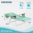 thumbnail image 3 of Ostrich Chaise de Plage Pliante d'Extérieur 3-en-1 Rembourrée de Luxe, Sarcelle (Lot de 2), 3 of 10