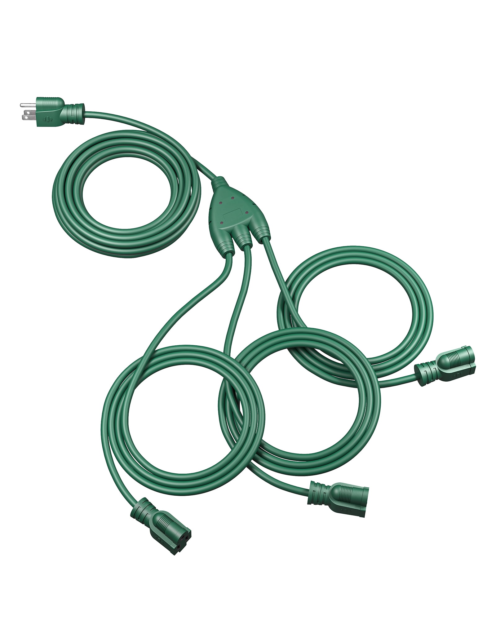 DEWENWILS 43FT (25'+6'+6'+6') Outdoor Extension Cord for Outside Landscape Lighting Halloween Christmas Lights, Green Extension Cord with 3 Outlets 16 AWG SJTW