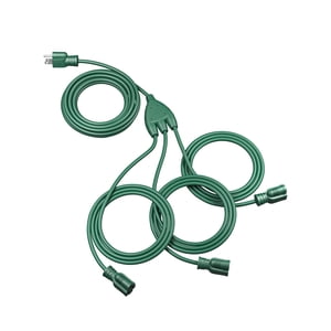 DEWENWILS 43FT (25'+6'+6'+6') Outdoor Extension Cord for Outside Landscape Lighting Halloween Christmas Lights, Green Extension Cord with 3 Outlets 16 AWG SJTW