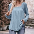 thumbnail image 2 of AherBiu Tuniques pour Femmes à Manches Longues d'Automne, Blouses à Encolure Carrée, Chic Décontracté, Froncées, Coupe Ample, 2 of 7