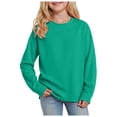 thumbnail image 1 of Splozh Fall Blouse Girls Long Sleeved Tops Comfortable Soft Breathable Fashionable Solid Color Girls Tops Green,14-15 Years, 1 of 5