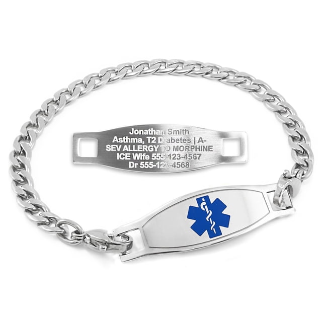 MedicEngraved Stainless Steel Custom Medical Alert Bracelet - 5mm Curb Link