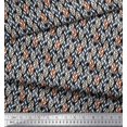thumbnail image 3 of Soimoi Japan Crepe Satin Fabric Leaves Small Printed Fabric 1 Yard 42 Inch Wide, 3 of 3