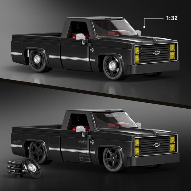 83シェビーシルバラードセット Mattel Brick Shop Hot Wheels '83 Chevy Silverado Building Toy Kit
