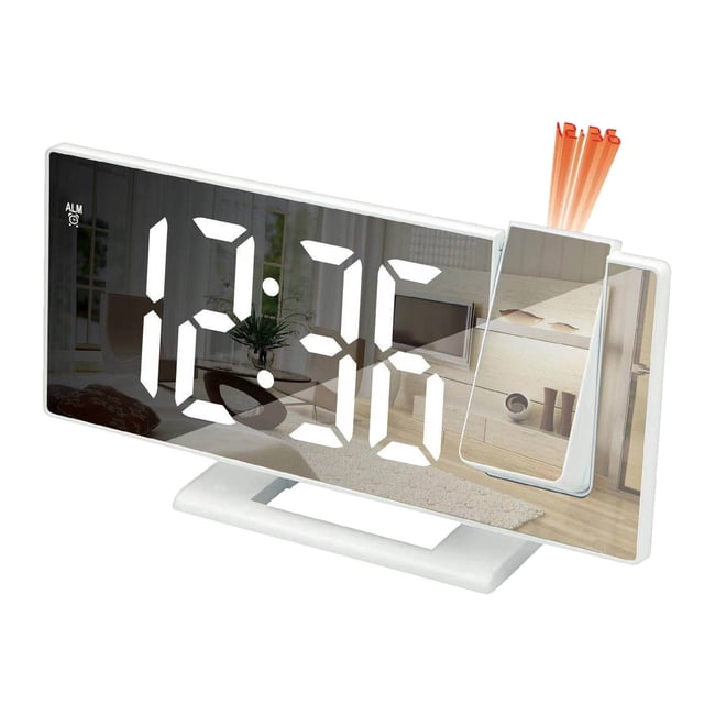 Projection Alarm Clock Large Screen Display Silent Sleep Electronic Multifunctional Intelligent Digital Nightlight Desk Clock For Home Adults