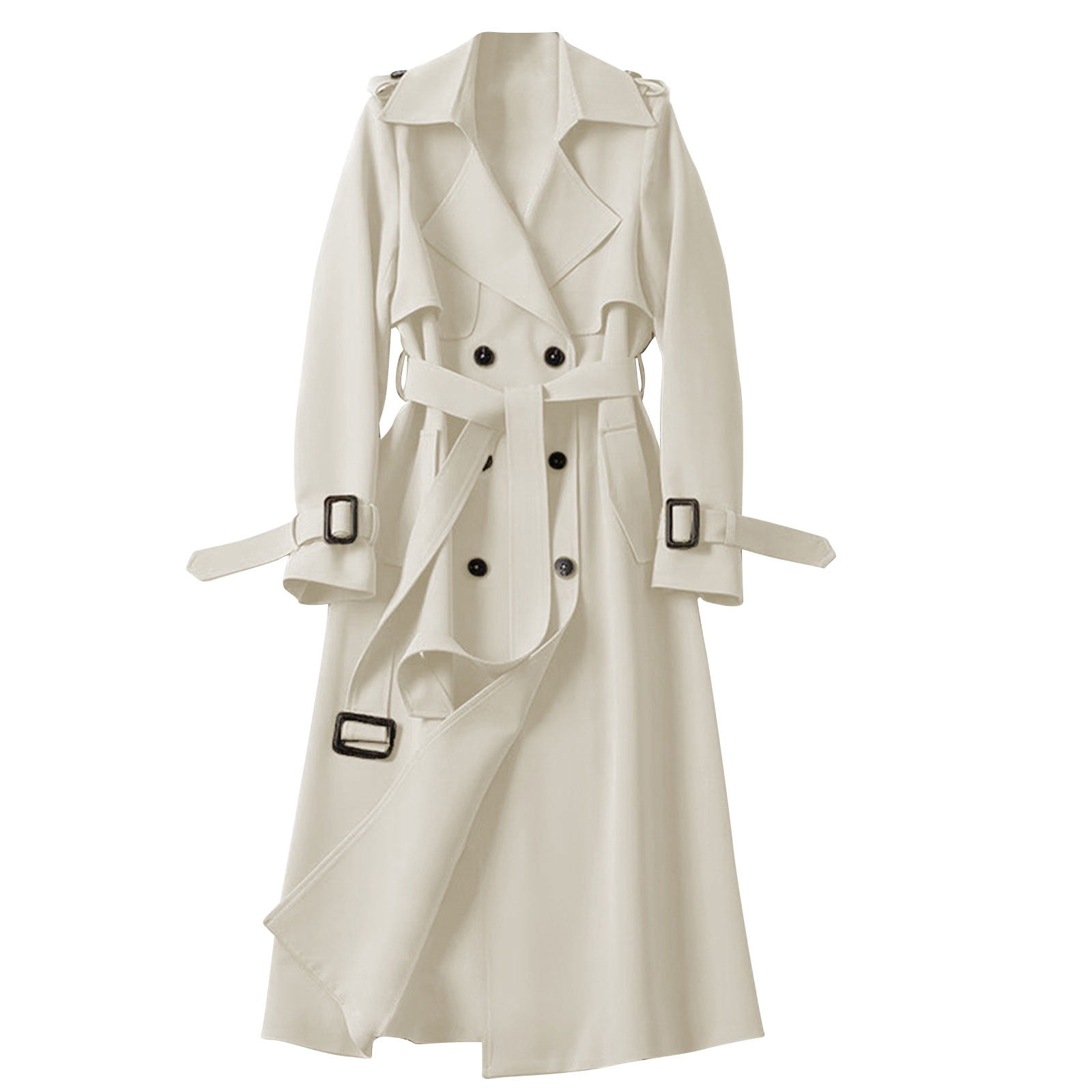 Soki Women's Long Double-Breasted Trench Coat Fall Winter Jacket with Belt