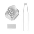 thumbnail image 3 of Unique Bargains 1 Set Fake Teeth Grills Fashion Double Row Diamond for Hip Hop Gift Silver Tone, 3 of 6