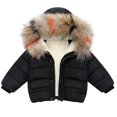 thumbnail image 1 of Kids Winter Jacket Winter Child Kids Solid Color Hoodie Zipper Coats Keep Warm Jacket Clothes, 1 of 5