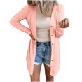 thumbnail image 1 of Mrat Cardigan Léger à Col Rond à Boutons à Manches Longues pour Femmes, Tricot, Ouvert à l'Avant, Chandail Sans Manches, Cardigans pour Femmes P-119 Rose-A m, 1 of 7