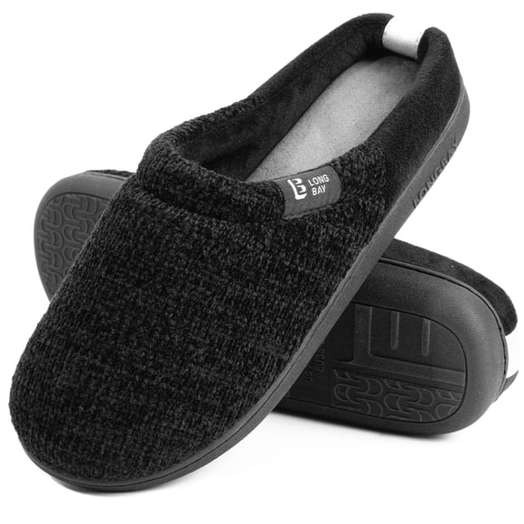 LongBay Women's Chenille Knit Slippers Comfort Memory Foam Slip on House Shoes Indoor Outdoor