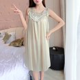 thumbnail image 2 of Kcodviy Robe Décontractée Unie pour Femmes Chemise de Nuit en Coton pour Femmes Sans Manches Col Rond Chemise de Nuit en Dentelle Lot Robe à Empiècements Chandail Ample Chemises de Nuit pour Femmes Robe, 2 of 6