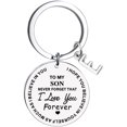 thumbnail image 1 of Heliisoer To My Son Message Keychain Stainless Steel Initial Last Name 26 Letter Family Inspirational Keychain Gift, 1 of 1
